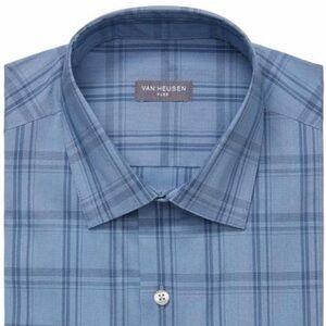 Van Heusen Men's Checkered Blue Dress Shirt